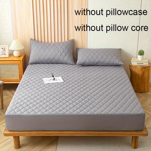 TEMU 1pc Of Gray Fitted Sheet, Made Of Skin-friendly Brushed Fabric, Diamond-patterned Mattress Protector (without Pillowcase And Pillow Insert)