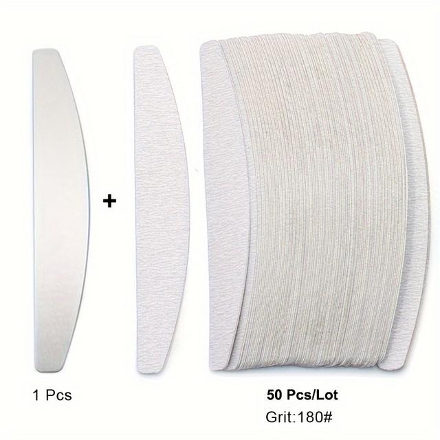 TEMU 50pcs Replaceable Sandpaper Nail Polishing Files With Metal Steel Sheet Handle, Sanding Strip Rubbing Strip, Double Sided Polishing Strip Nail Files, Manicure Pedicure Tool
