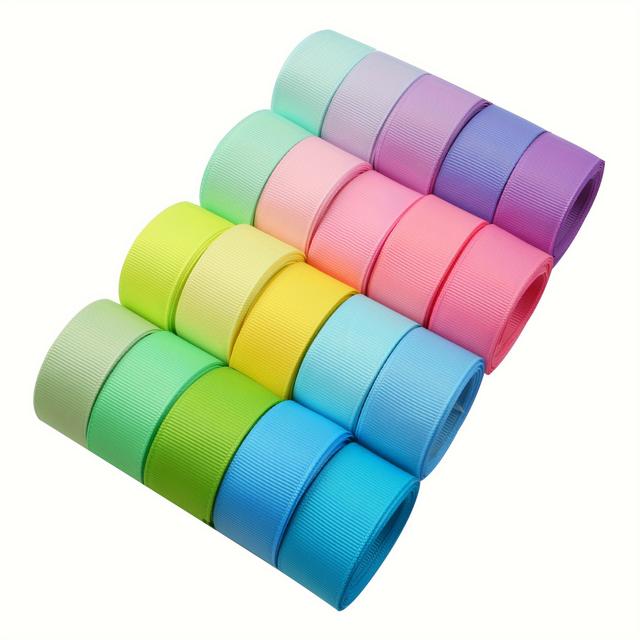 TEMU Set Of Pastel-colored Grosgrain Ribbon Rolls, 40 Yards Each, 22mm Wide, Made Of Polyester, Perfect For Party And Wedding Gifts, Crafts, Bows, Birthday Decorations, And Clothing Embellishments