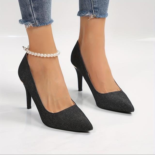 TEMU JL2023-47 Hellblaue Damen-High Heels mit wurzelinspiriertem Aufnäher, dünnen Stiletto-Absätzen flachem offenem Zehenbereich, Damenschuhe