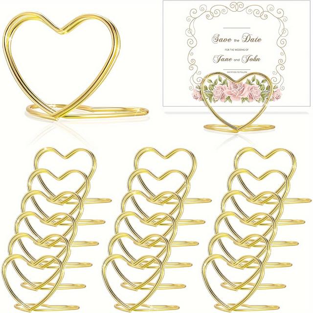 TEMU 10 Stück, Herzförmiger Kartenclip, Hochzeit, Valentinstag, Partydekoration Aus Metall, Geeignet Für Raumdekoration, Oder Partygeschenk