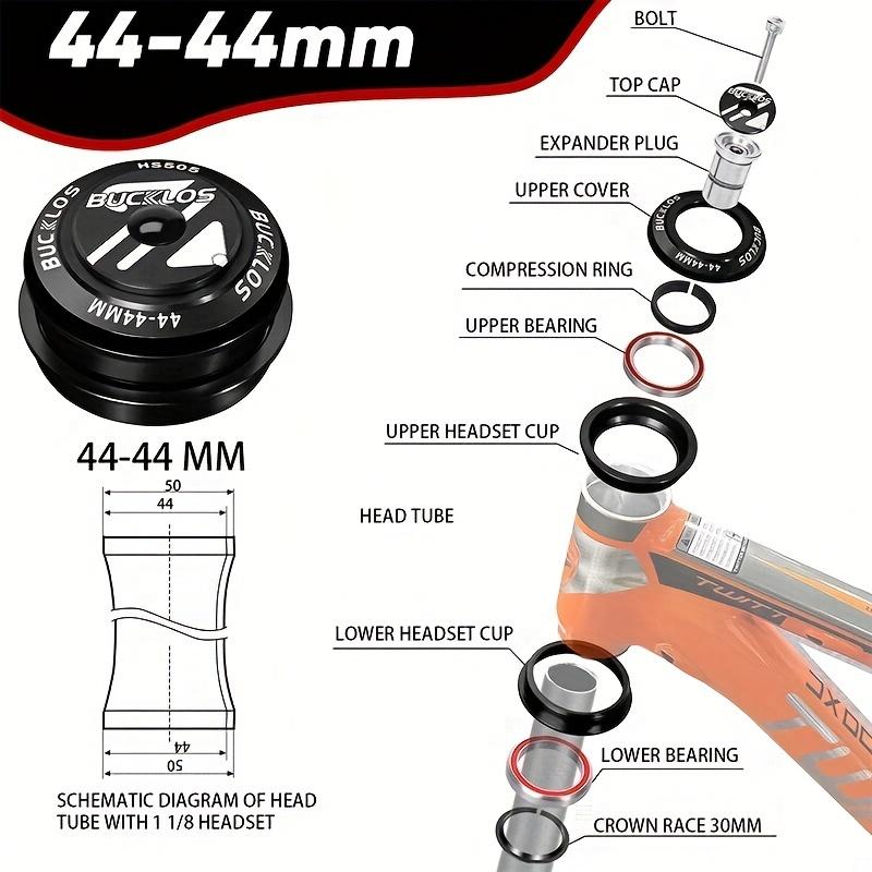TEMU Bucklos Mtb Road Bicycle Headset 34mm 44mm Bike Headset For 1-1/8'' 28.6mm Fork 44-50.6/55/56mm Double Bearing Headset Bike Part