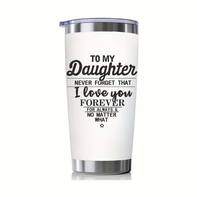 TEMU 1 قطعة، زجاجة ماء من الفولاذ المقاوم للصدأ بسعة 20 أونصة مع غطاء، هدية عيد ميلاد للابنة، هدايا العطلات