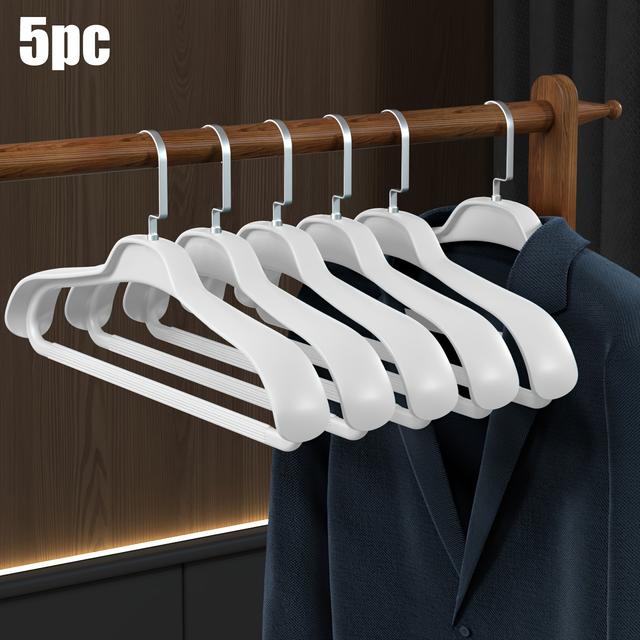 TEMU 5pcs Non-slip Coat Hangers With Non-marring Shoulder Corner - Heavy-duty Plastic Clothes Hangers For Jackets, Suits, Coats - Closet Organizer For Home