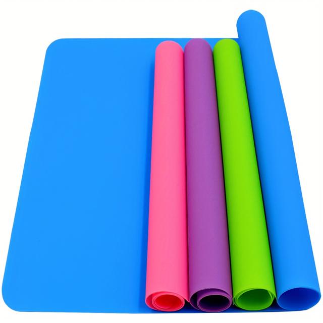 TEMU 4pcs/pack Silicone Mats For Crafts, Silicone Sheet For Crafts Resin Jewelry Casting Mat Pad, Waterproof Nonstick Heat-resistant, Blue, Red, Purple, Green (15.7'' X 11.8'' & 11.6'' X 8.3'')