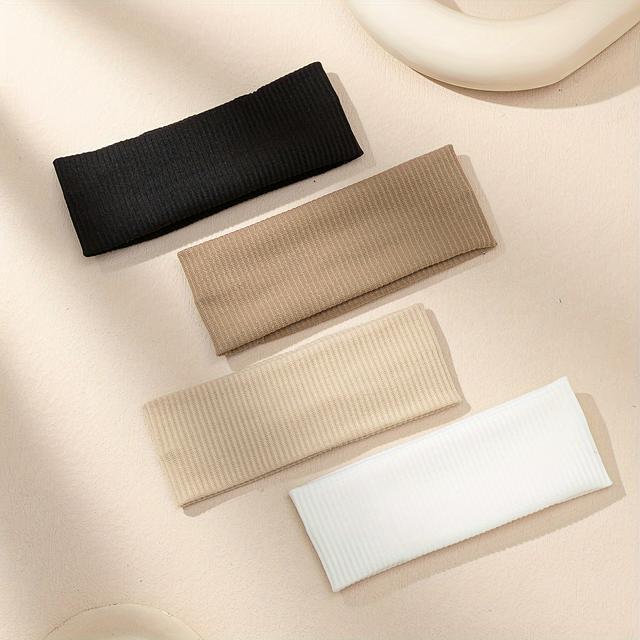 TEMU A New Set Of 4 Solid Color Casual Sports Yoga Headbands, Designed For Fitness And Sweat Absorption, Providing .