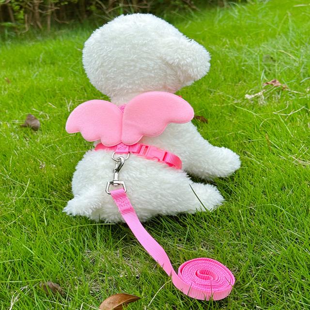 TEMU Pet Dog Leash, Adjustable Harness, Cute Wing Decor Dog Chest Strap, Without Battery