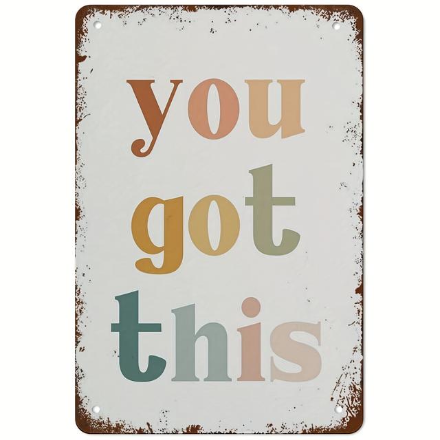 TEMU 1pc Vintage Tin Metal Sign - Inspirational "" Wall Art, Rainbow Design, Distressed White Background With Lettering, Rustic Classroom Decor, 8x12 Inches (20cm X 30cm)