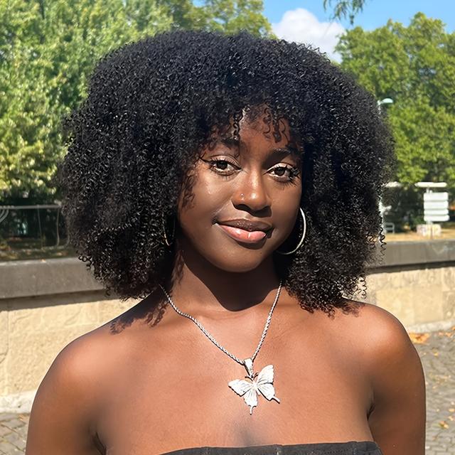 TEMU Afro Kinky Mechanisme Hoofddeksel Echt Haar