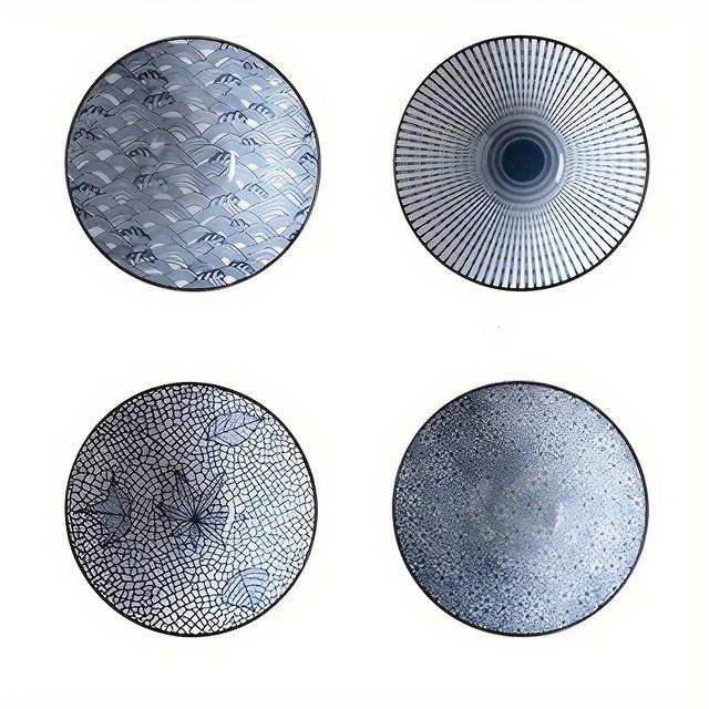 TEMU 4 Italian Pasta Bowls, Ceramic Tableware For Home Use