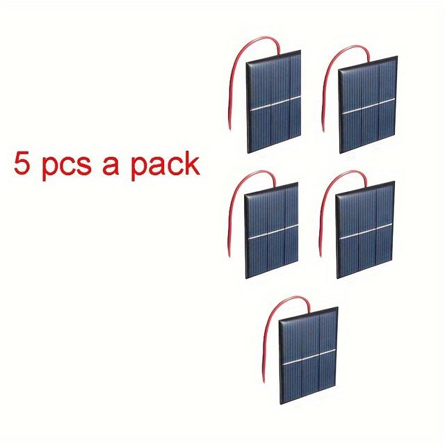 TEMU 5pcs Portable Mini Solar Panel System - 0.65w 1.5v Solar Cells With Wiring, Diy Outdoor Solar Power For Phones/cameras/tablets, Lightweight & Compact Solar Panels For (compatible With - Devices)