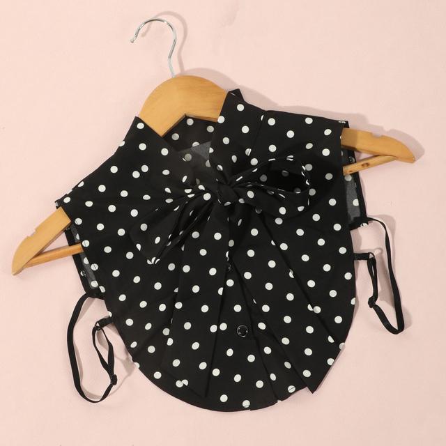 TEMU 1개 여성용 스타일리시 물방울 무늬 타이 보우 칼라 (사이즈 크지 않음) 핏형 인조 칼라