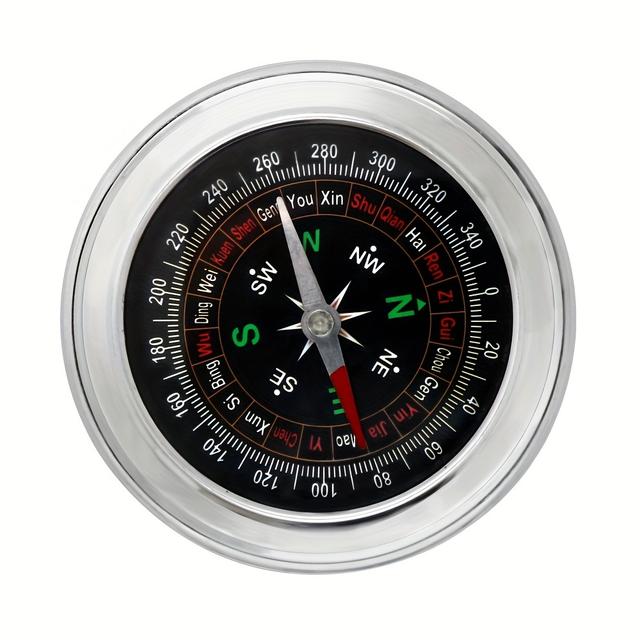 TEMU Stainless Steel Multifunctional Metal Compass, Portable Small Compass For Outdoor Camping, Hiking, Fishing And Cycling