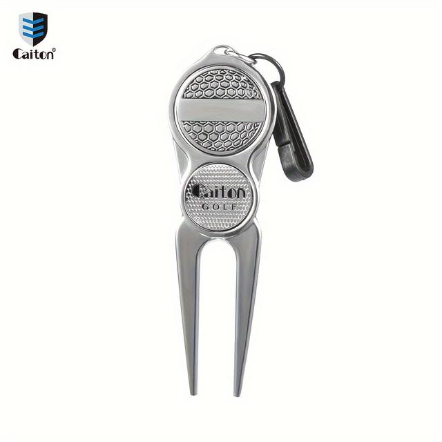 TEMU 케이튼 1개 골프 그린 수리 도구, 내장형 탈착식 마커 포함, 실버 폴리싱 아연 합금, 빠른 그린 복원, 더 나은 골프 경험을 위한 액세서리, 그린 관리 및 플레이 향상을 위한 이상적인 골프 장비