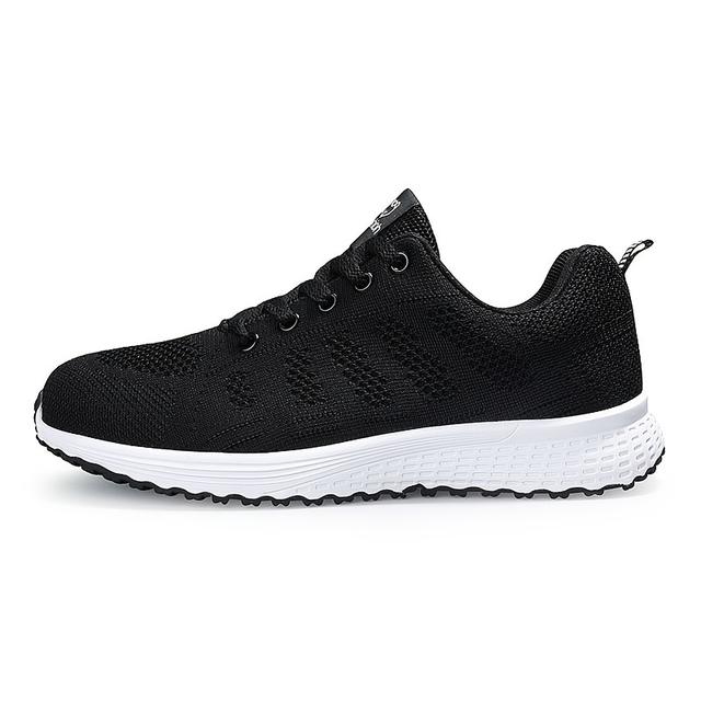 TEMU Women's Lightweight Mesh Athletic Sneakers - Breathable, Lace-up Running Shoes With Eva Sole, Fashionable Black Casual Walking Footwear