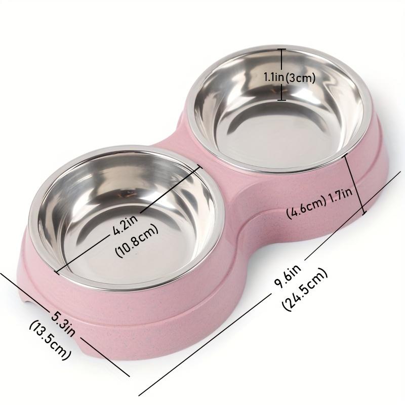 TEMU Stainless Steel Double Pet Bowls For Dogs And Cats - Base - Perfect For Food And Water - Easy To Clean