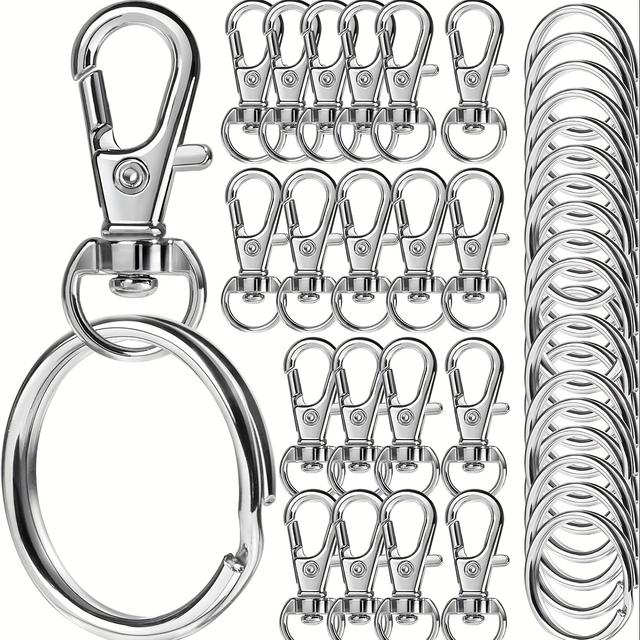 TEMU 40pcs Alloy Lobster Clasp, Spring Keychain, Rotating , Hanging Rope, Snap , Keyring, Handicraft, Hardware, Luggage Accessories