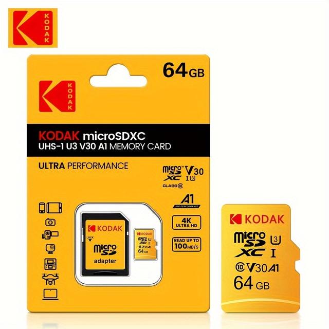 TEMU Kodak Microsd Card | 32gb/64gb Class 10 Tf Memory Card For Smartphone, Tablet, Camera - 100% Original