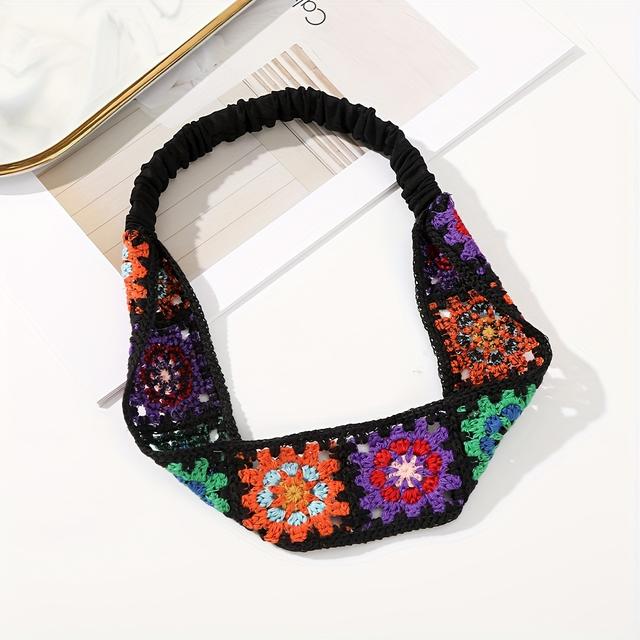 TEMU Häkelblumen Stretch Stirnband, Damen Pflaumenblüten Elastische Haarbänder für Damen Dating Party Haarbänder und Zubehör
