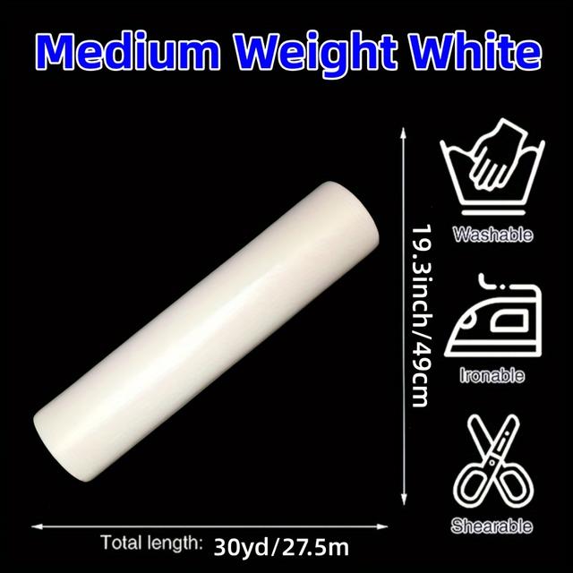 TEMU Easy-melt Iron-on Interfacing, 1 Roll - Polyester Single-sided Fabric For Sewing Non-woven Light/medium Apparel, Crafts, Luggage & Home Decor - White/black