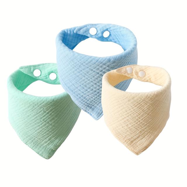 TEMU 3pcs Of Triangular Bibs For Newborns, Gauze Drool Cloths, Universal For Feeding And Burping For Boys And Girls