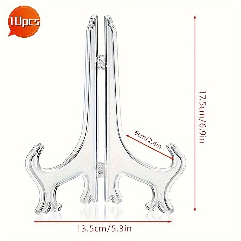 TEMU 10pcs Portable Easels, Plate Holders, Transparent Display Dish Stands, Racks For Weddings, Photo Picture Frame Display Stands, Pedestal Holders,