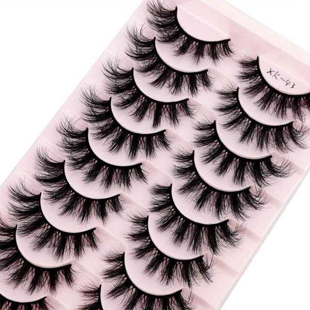 TEMU 10 Pairs 3d Mink Lashes Natural Thick False Eyelashes Dramatic Volume Wispy Fake Eyelash Extension