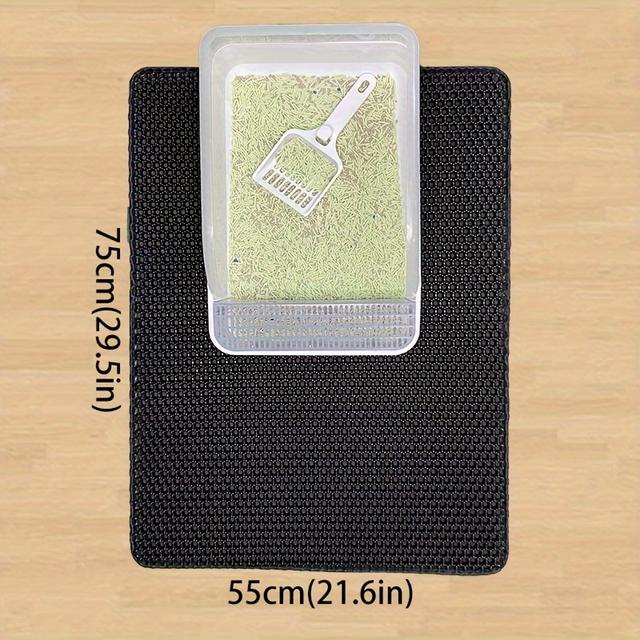 TEMU 1pc Cat Waterproof Litter Trapping Mat, Double Layer Eva Washable Cat Litter Mat With Non-slip Backing For Cleaning Supply