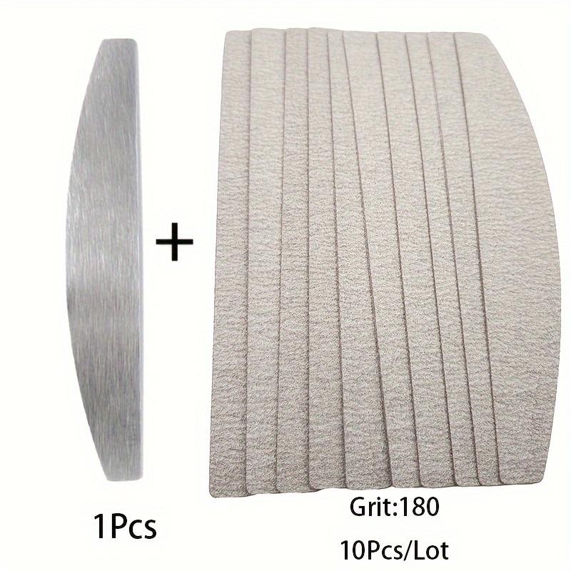 TEMU 10pcs 100/180/240 Double Side Nail File Remover Manicure Stainless Steel Handle Sand Paper With Replacement Sand Paper