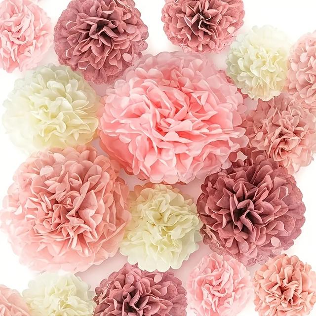 TEMU 12pcs Princess Party Decor Set - Paper Pom Poms For Birthday, Wedding & - No Power Needed, Decoration, Halloween Decorations, Christmas Decorations, Party Decoration