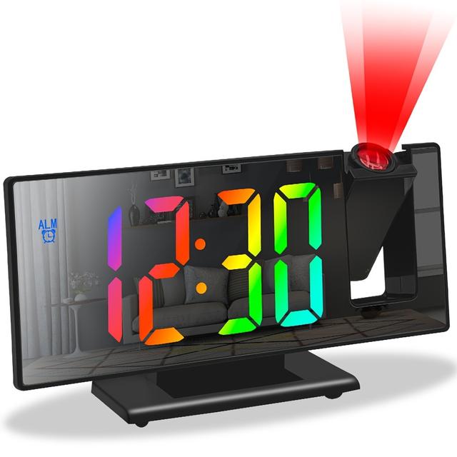 TEMU Reloj Despertador de con Alimentación USB y Pantalla LED Grande - para Dormitorio, Montable en Pared, Batería de Botón y Función de Memoria - Regalo Ideal para San Valentín o Año , Reloj de Pared