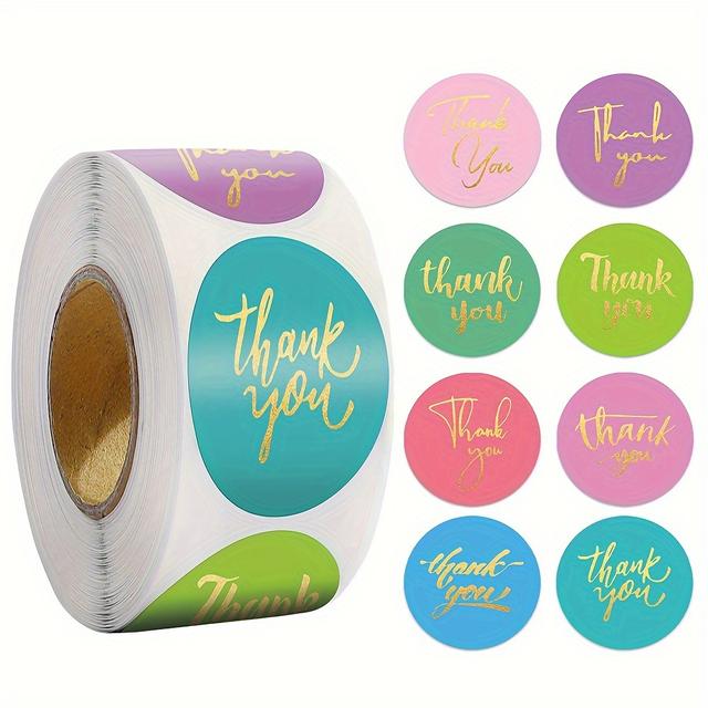 TEMU 500 Gouden Lettering Bedankt Stickers, 1 Inch, voor Bruiloft Feest , Enveloppe Verzendbenodigdheden, Verpakking Sealing Stationery Stickers