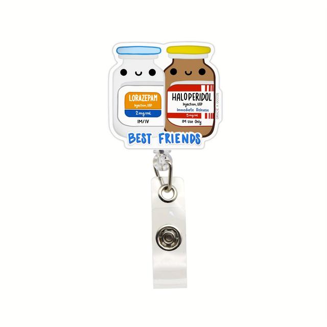 TEMU Durable Acrylic Retractable Nurse Badge Reel - Clip-on Id Card Holder For Professionals, , Badge Holders
