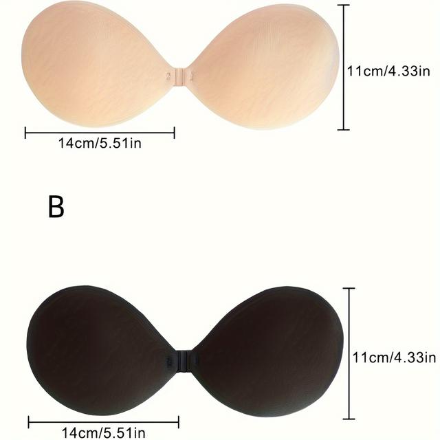 TEMU 2 Paar Push-Up Silikon-Blüten für Kleine, Unsichtbare Atmungsaktive Trägerlose Bralette mit Bügel, Hochzeitskleid Schwarz Hellbeige Set