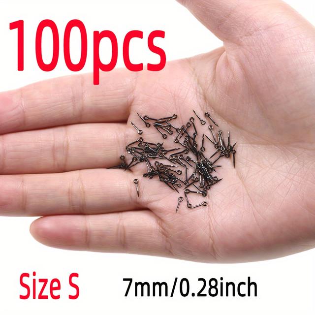 TEMU 100 Stück Metall-Köderstachel Karpfenangelhaken Köderstachel Boilies Pin Maggot Mais Ronnie Haar Rig Karpfenfütterer Angelgerät Meeresangeln Gerader Haken