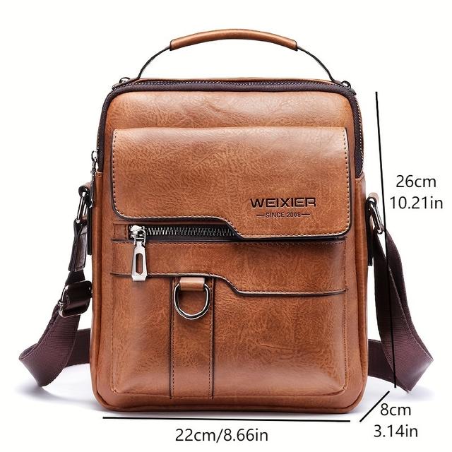 TEMU Fashionable High-end Vintage Shoulder Bag, Vertical Business Versatile Casual Crossbody Commuter Messenger Bag