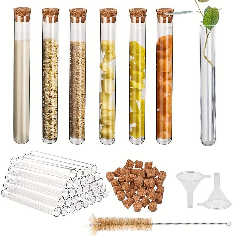 TEMU 30pcs Clear Plastic Test Tubes With Cork Stoppers, Small Plastic Bottles With Corks, Good Seal For Plants, Bath Salts, Party Decoration