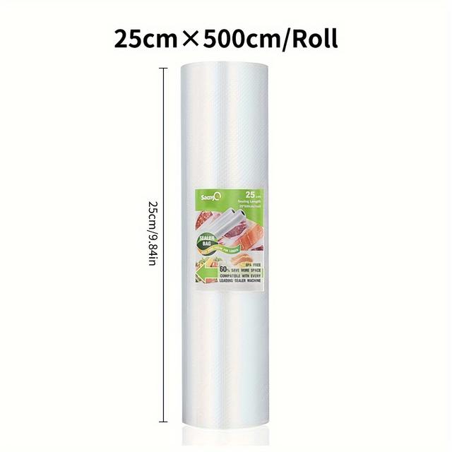 TEMU /lot Vacuum Sealer Bags | 500cm Long, Plastic Material, Single-sided Mesh, For Sausages And Cured Meats, Suitable For All Vacuum Packing Machines, Brand: Saengq