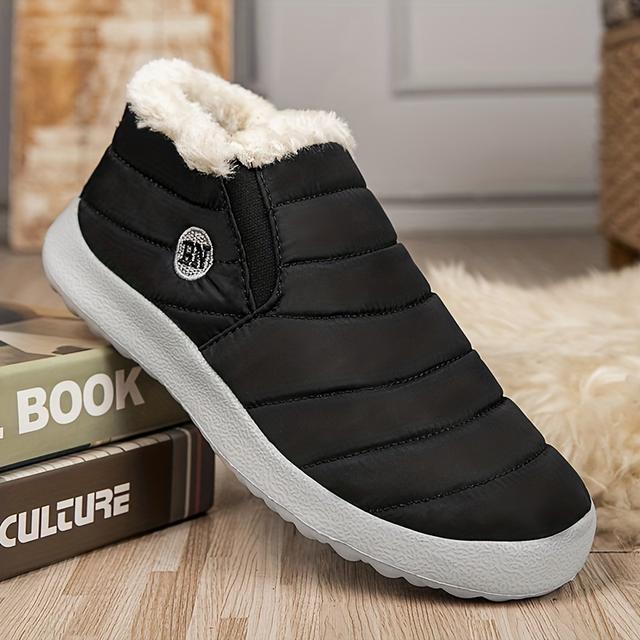 TEMU Men's Snow Boots, Warm Cozy Non-slip Ankle Boots Plush Comfy Outdoor Hiking Shoes Lined Trekking Shoes, Winter