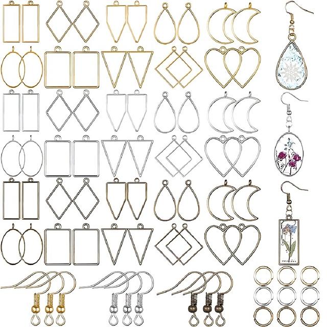 TEMU 180pcs Open Bezels For Resin Jewelry Making Kit Hollow Frame Pendants Resin Craft Bezels Assorted Geometric Frame Charms For Resin Casting Necklace Earring