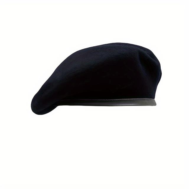 TEMU Boina de terciopelo estilo , boina militar británica de terciopelo para hombre, boina retro de moda para mujer