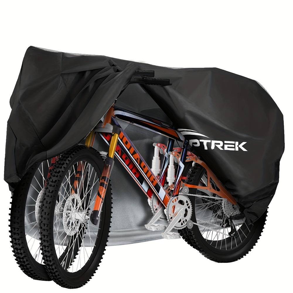 TEMU Toptrek Black Double Bike Cover | 210d Oxford Tear-resistant | Reflective Ears And Locking Hole | Suitable For Professional Bicycles And Commuter Bikes