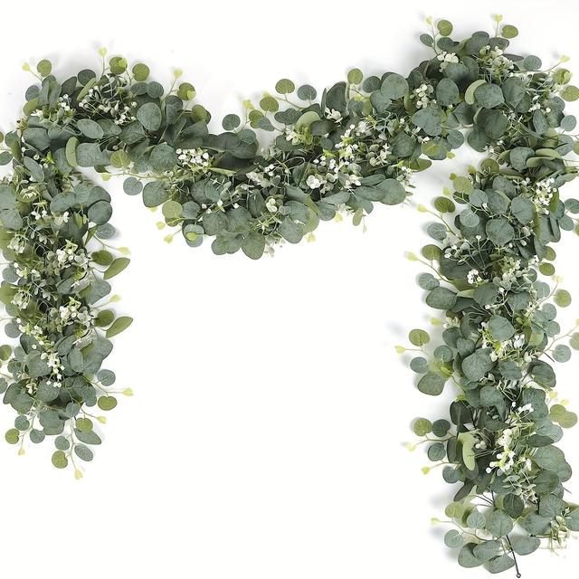 TEMU Eucalyptus Wreath With White Flowers