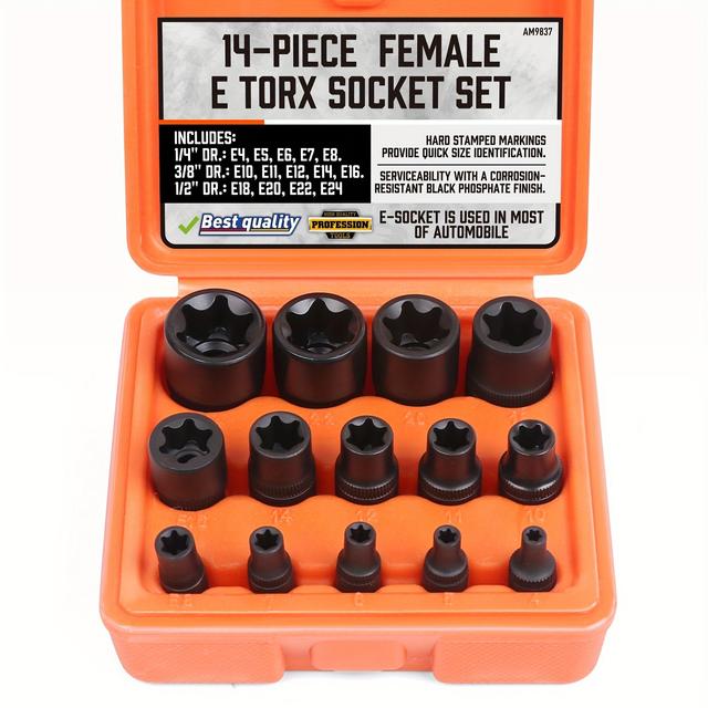 TEMU 14pcs Of Internal Thread Star Socket Kit Guide Rail, Shaft Thread Sleeve, Bearing Tool, External Torque Sleeve Kit