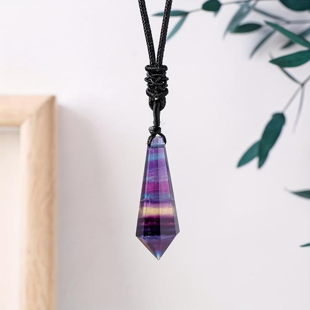 TEMU 1pc Fluorite Pendant Nimble , Striped Fluorite For Men