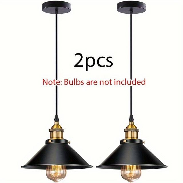 TEMU 1/ 2pcs Industrial Pendant Light E27 Base Vintage Retro Pendant Light Fixtures Home Kitchen Lighting Bar Lights Hanging(excluding Light Bulbs)