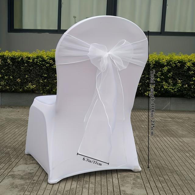 TEMU 12pcs 9ft Chair Sashes For Wedding Banquet Party Decoration Chair Bows Ties Chair Cover Bands Event Supplies, Home Decor, Scene Decor, Theme Party Decor