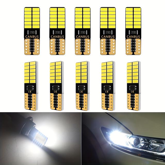 TEMU 10pcs 12v T10 W5w Canbus Car Interior Light 194 501 Led 4014 Smd Instrument Lights Bulb Lamp Dome Light No Error 6000k