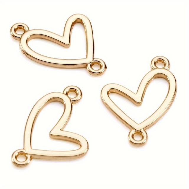 TEMU Set Of 10 Alloy Link Connectors In Of Hearts, Colored Light Golden, Measuring 17.5x13.5x1mm, With A Hole Size Of 1.2mm