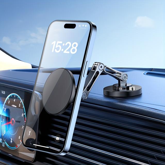 TEMU حامل مغناطيسي للسيارة، حامل هاتف قوي بمغناطيس، حامل هاتف بدون استخدام اليدين، مناسب لـ iPhone 16 15 14 13 12 Pro ، حافظة مغناطيسية، دوران 360 درجة، قابل للتعديل أفقيًا وعموديًا، تشغيل بيد واحدة